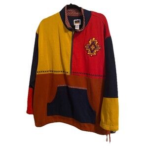 C.S.T. SPORT1 Pull Over Jacket Color Block Vintage Half zip Plus Size 2X Long